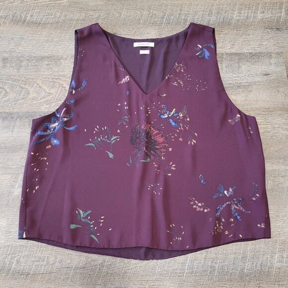 BABATON | Aritzia V-Neck Blouse Tank Top Floral Pattern | Sz. L - Picture 1 of 4